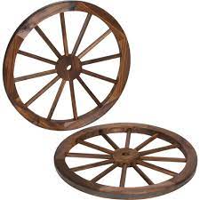 Our premium fully functional wood wagon wheels are sturdily built for use on a wide variety of projects. Trademark Innovations Decorative 24 In Dia Vintage Wood Garden Wagon Wheel With Steel Rim Wheel Wgn 2x The Home Depot Wooden Wagon Wheels Wooden Wagon Decorative Wagon