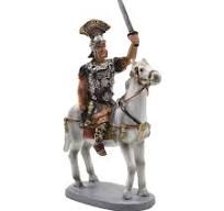 Soldado romano a caballo en resina pintada 10 cm