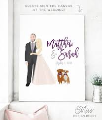 Wedding Sign In Book Couple Illustration With Dogs Pet And Couple Guest Book Alternative Portrait Co Modern Guest Book Wedding Signs Custom Wedding Decor