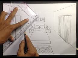 How To Draw A Simple Bedroom In One Point Perspective Youtube Croquis Maison Exercices De Dessin Conseils De Dessin