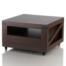 Homooi industrial square coffee table with storage shelves for living room, modern wood metal center table with 4 open large storage compartments, 31.5, walnut/black 4.9 out of 5 stars 10 $159.99 $ 159. Furniture Of America Regivea Square Wood Storage Coffee Table In Vintage Walnut Hfw 1690c6