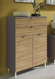 Trendteam smart living badezimmer badkommode kommode schrank amanda, 37 x 79 x 31 cm in kopus weiß / weiß hochglanz mit viel stauraum. Monson Badezimmer Kommode Graphit Grandson Eiche Gunstig Mobel Kuchen Buromobel Kaufen Froschkonig24