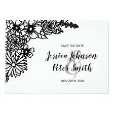 Black And White Invitation Card Black And White Wildflower Save The Date Card Wedding Invitations Cards Custom Invitation Card Desig Save The Date Cards Invitation Card Design Wedding Cards
