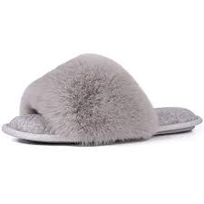 Apparel women's clothing women's shoes men's clothing men's shoes beauty accessories. Longbay Women S Fuzzy Faux Fur Memroy Foam Flat Spa Slide Slippers Open Toe House Shoes Sandals Medium 7 8 Gray Pricepulse
