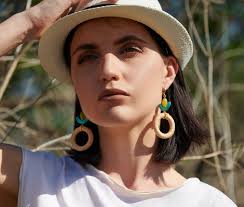 Buy Hemp Rope Hoop Earrings: Turquoise Magnesite, Lemon Jade, Gold Plated  Online in India