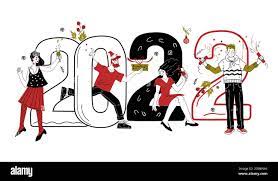 Merry Christmas And Happy New Year 2022 Colleagues 2022 New Year Figures And Group Of Happy People Friends Or Colleagues Celebrating Christmas Party Xmas Party Banner Background Cartoon Doodle Style Stock Vector Image Art Alamy