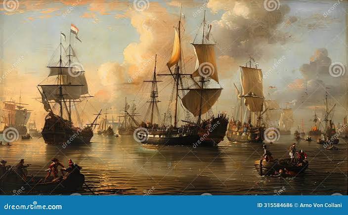 Dutch East India Company: Majestic Ship Anchored in 17th Century Amsterdam Stock Illustration - Illustration of merchant, trade: 315584686
