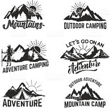 Set Of Mountains Adventure Outdoor Camping Hiking Tourism Labels Adventure Adventure Logo Outdoor Camping