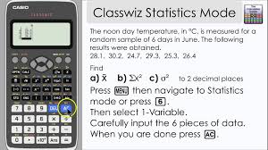 Casio Classwiz Statistics Mode Find Mean Variance And Other Information 991ex 570ex Calculator Scientific Calculators Standard Deviation