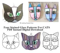1000s of amazing designs acroos a huge range of quality products. Cats Pattern For Stained Glass Suncatchers Four Different Etsy