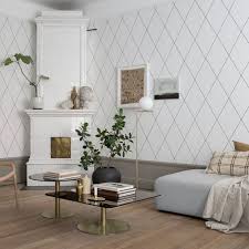 Tolle Tapete Mit Grossen Rauten Robin Schwarz Weiss Von Sandberg Aus Schweden Tapete Schwarz Weiss Tapete Wohnzimmer Weisse Tapete