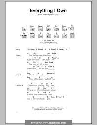 Everything I Own Bread By D Gates Guitar Chords And Lyrics Song Lyrics And Chords Lyrics And Chords