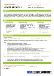 finance assistant resume templates 2018