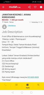 Level 40,tower 2, petronas twin towers, kuala lumpur city centre, 50088 kuala lumpur, malaysia. Sabah Vacancy From Mudah My Facebook