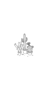 Wallpaper Cactus White Black Lines Illustrated Simple Drawing Wallpaper Minimalist Wallpaper Aesthetic Wallpapers