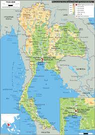 Large size Physical Map of Thailand - Worldometer