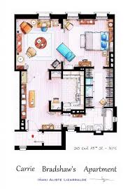 13 Incredibly Detailed Floor Plans Of The Most Famous Tv Show Homes Carrie Bradshaw Apartment Apartment Floor Plan Show Home
