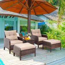 Maybe you would like to learn more about one of these? Buy Vongrasig 5 Piece Wicker Patio Furniture Set Pe Wicker Rattan Small Patio Set Porch Furniture Cushioned Patio Chairs Set Of 2 W Ottoman Table Outdoor Lounge Chair Chat Conversation Set Brown Online In