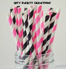 Pink And Black Stripe Straws 50 Party Paper Straws Pink Bachelorette Party Pink Baby Shower Minnie Zebra Party Pink Bachelorette Party Zebra Birthday Party