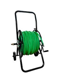 Wheeled Complete 8mm Mini hose 100m & Metal reel inc Fittings HI-VIS