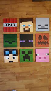 Minecraft Wall Art Set Of 9 Canvases Small 8 X 8 Painting Minecraft Minecraft Wall Minecraft Drawings