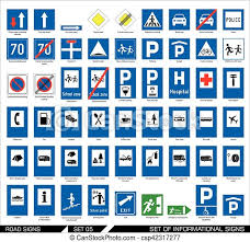 From middle english signe, sygne, syng, seine, sine, syne, from old english seġn (sign; Set Of Road Signs Signboards Collection Of Informational Traffic Signs Vector Illustration Canstock