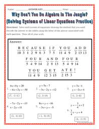 Solving systems of equations video 2 3. Solving Systems Of Linear Equations Practice Riddle Worksheet Tpt