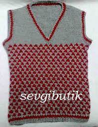 Sevgi Butik V Yakali Iki Renkli Suveter Suveter Orgu Bebek Dikis