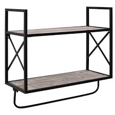 If shelf rail will be straight without sides, use end posts or wall mount posts on each end, depending upon application • if shelf rail will have this vintage shelf rail with posts is more impressive than pictured. Homcom 2 Tier Wall Shelf Metal Frame Wood Shelves Bottom Rail Storage Rack Organisation Home Bedroom