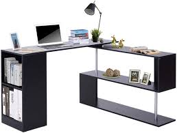 I love the fact that it has a lower shelf that can be used to store other items. Homcom 360 Degree Rotating L Shaped Corner Desk Storage Shelf Combo Table Wooden Workstation Home Office Maple Furniture Ecog Home Garden Store