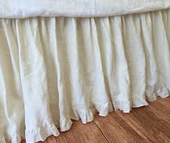 Black And White Striped Bed Skirt Cream Dust Ruffle With Ruffle Hem Custom Bed Skirt Shabby Chic Bed Skirt With Images Bedskirt Shabby Chic Bedding Ticking Stripe Bedding