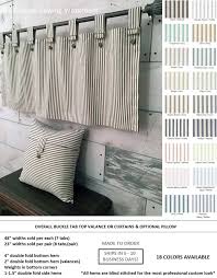 Hand wash, lay flat to dry, iron safe. Farmhouse Ticking Stripe Overall Buckle Tab Top Curtains Or Valance Made To Order Best Fabric Store
