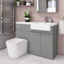 Some also come complete with a back to wall toilet and dual flush concealed cistern. Bali Matt Grey Toilet And Basin Vanity Combination Unit 1100mm Right Hand Better Bathrooms