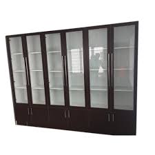 Beautiful bookshelf/cabinet with glass window doors. Brown Glass Door Wooden Book Shelf For Office Size 7 To 8 Feet Height Id 21757436773