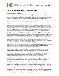 Your topic should be up to date and capture the attention of the reader. Paper Mla Career Research Essay