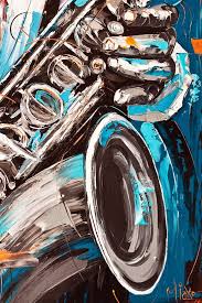 Micko Vic Palette Knife Cubist Painter Saxophone Art Instruments Art Music Artwork
