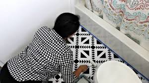 Surprising bathroom floor tile makeover you'll love. How To Stencil Black White Floor Tiles For Diy Bathroom Makeover Flooring Remodel Youtube