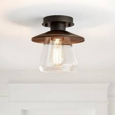 Flush mounted light allow for the installation of different sorts of bulbs that can also be easily replaced. Hampton Bay Northmoore 1 Light Oil Rubbed Bronze And Glass Vintage Semi Flush Mount 60355 The Home Depot