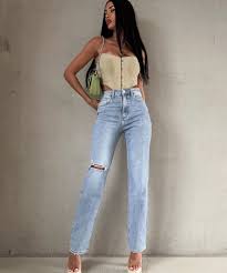 Stretch Wide Leg Jeans Triana Hellblau