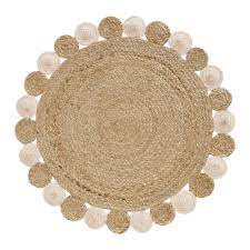 Runde hochflorteppiche sorgen für ein wohliges gefühl am fuß. Teppich Aus Jute Und Baumwolle Rund Rosa Und Beige D100 Suzon Maisons Du Monde