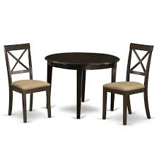 The four side chairs have a cross back design, adding flair to this stunning set. Bost3 Cap C 3 Pc Small Kitchen Table Set Round Table And 2 Dining Chairs