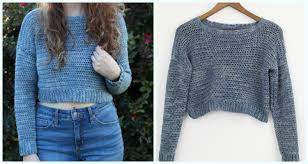 This free crochet sweater pattern has the scared to try a sweater crocheters in mind. Acacia Cropped Sweater Crochet Free Pattern Crochet Women Sweater