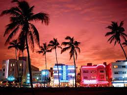 Miami heat nba basketball logos red background wallpaper. Hd Wallpaper Miami Street Neon Lights Palm Trees Urban Purple Sky Tropical Climate Wallpaper Flare