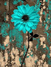 Rustic Teal Brown Floral Bedroom Bathroom Wall Art Home Decor Matted Picture Arttux Com Marketing News Fi Floral Bedroom Flower Painting Flower Wallpaper