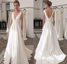 With so many different styles of wedding suits to choose from, this versatile outfit can easily be worn to your engagement party, rehearsal dinner, afterparty, and beyond. 2021 White Wedding Dress Simple Plain Summer Beach Boho A Line Backless Country Garden Bridal Gown Wedding Gowns Plus Size Wedding Dresses Aliexpress