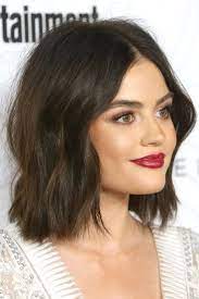 23 Celebrities Prove The Wavy Lob Is Here To Stay Neck Length Hair Long Bob Wavy Hair Medium Hair Styles