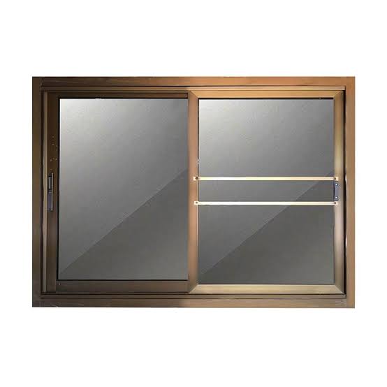หน้าต่างบานเลื่อน+มุ้ง 2ช่อง 100x100 ซม. กระจกชา อลูมิเนียมชา เรียกทรัพย์