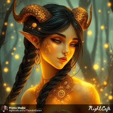 Forest spirit goddess in autumn scene