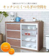 楽天市場 ミニ食器棚 ロータイプでコンパクト 完成品だからすぐ使える キッチンボード デザインガラス カウンターストレージ 収納 シンプルデザイン フォレ キッチン 食器棚 レンジボード が激安なハローファニチャー ハローファニチャー キッチン 食器棚 収納