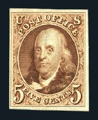 US Stamp Values Scott Cat. 3: 1875 5c Franklin